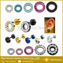 Acier inoxydable chirurgical 316L multi-strass Jeweled Faux Plugs Piercings